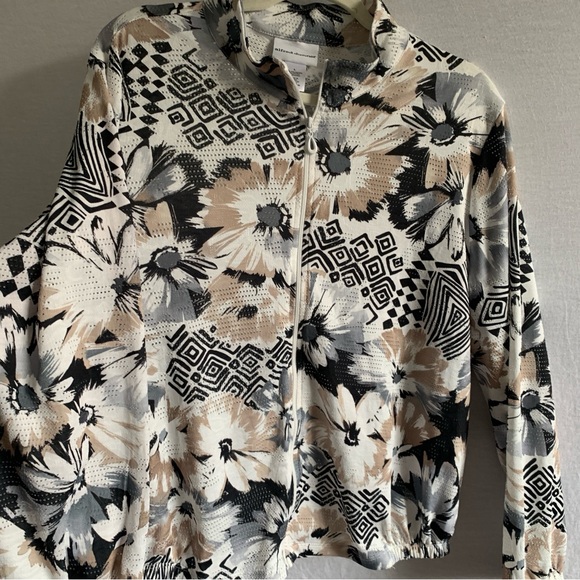 Alfred Dunner Floral Zip Up Sweater Size Large - Picture 5 of 12